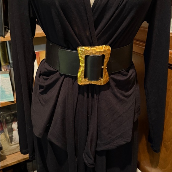 CHANEL Accessories - CHANEL Vintage Karl Lagerfeld 1993 Wide Black belt 24k gold plated